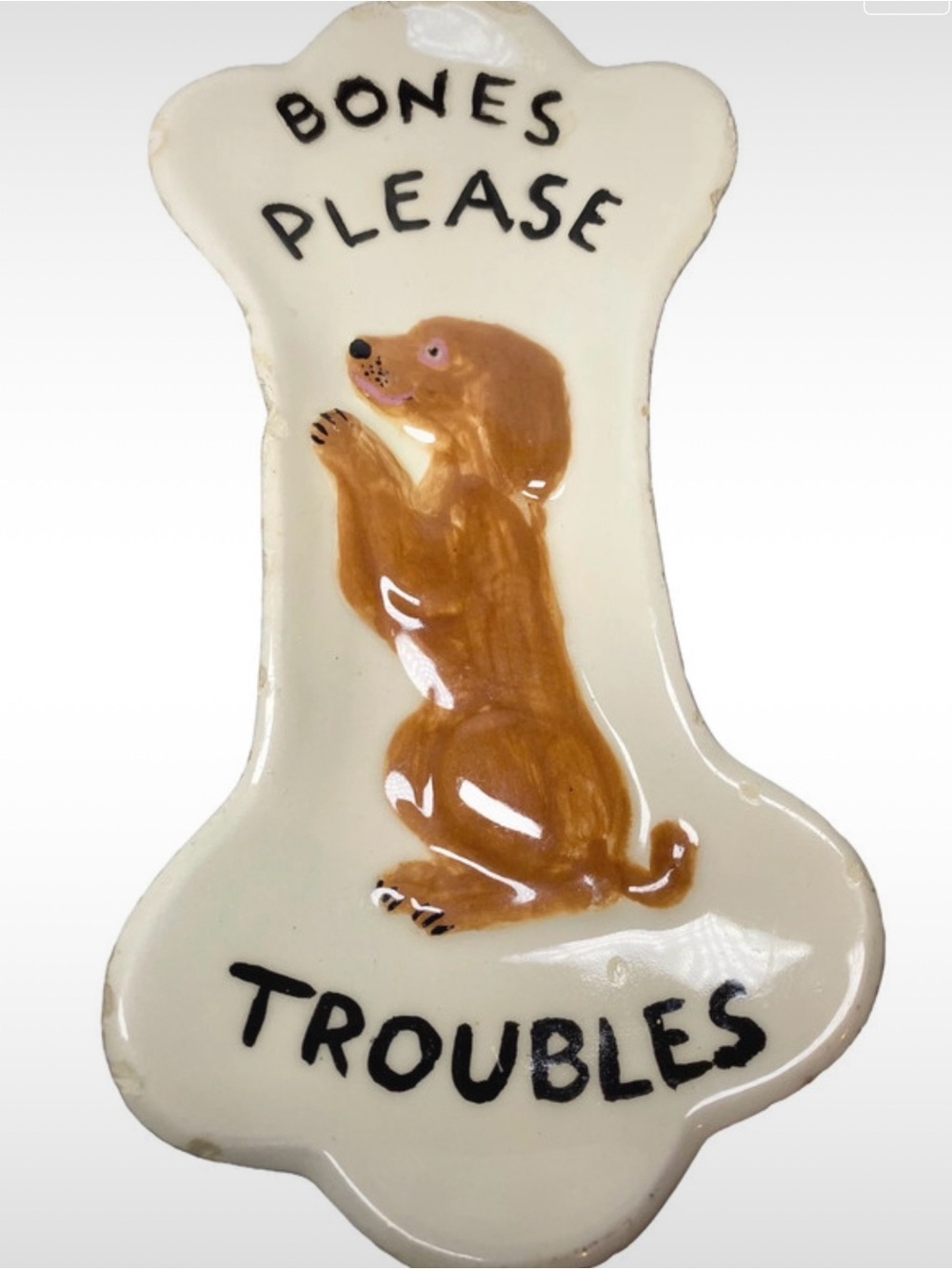 Bones Please Troubles Dog Spoon Rest 1970s Retro